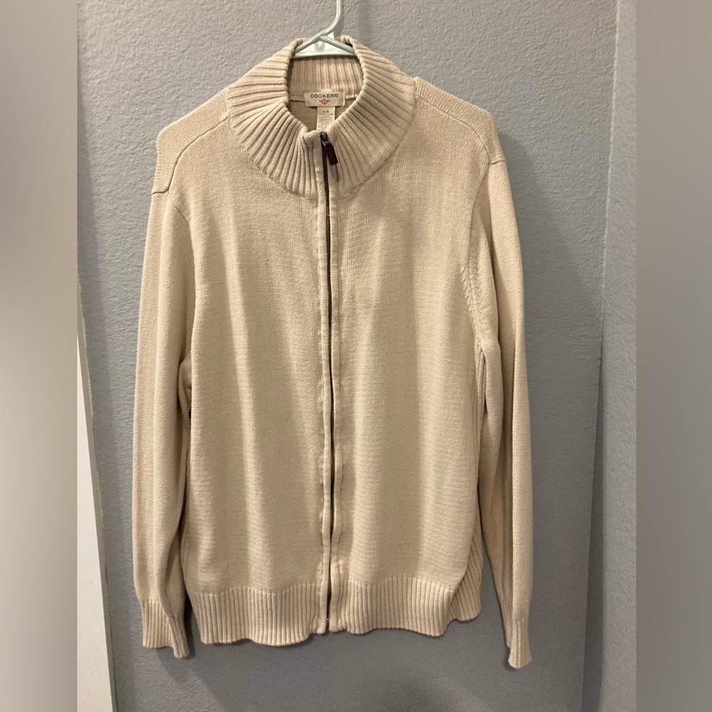Dockers Men's Long Sleeve Full Zip Sweater Size Large